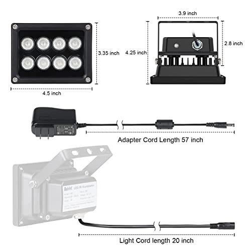 Univivi IR Illuminator 90 Degree Wide Angle 8LEDs IR Infrared Light 850nm Infrared Illuminator