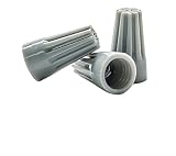 100 PCS Grey Wire Connector, P1 Type Easy Twist-On Ribbed Cap - UL and CSA Listed