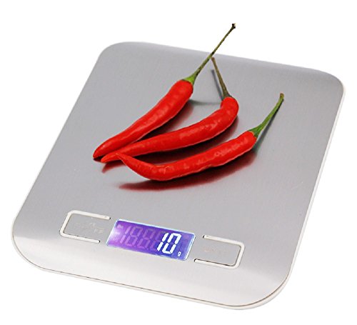Electronic Digital Scale, Multifunction Food Scale, 11 lb 5 kg Food weight scale, Kitchen Scale, jewelry scales weighing balance LCD display, Silver, Stainless Steel