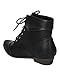Breckelle BC45 Women Leatherette Oxford Almond Toe Lace Up Cuff Ankle Bootie - Black