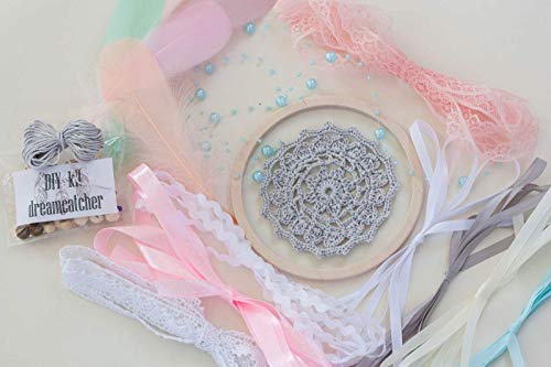 DIY Dreamcatcher Kit Boho Kids Craft Kit Doily Dream Catcher 4.8`/12 cm diameter Birthday Party Activity Bridal Shower Favour