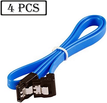 90 Degree Right-Angle 6.0 Gbps SATA III Blue Cable - 18 Inch 4 Pack