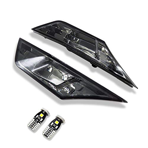 AutoJoy Club JDM Smoked Lens White Full LED Bulb Front Side Marker Light Kit Fit 2016-2020 10th Honda Civic, Powered by 90-SMD LED, Replace OEM Sidemarker Lamps