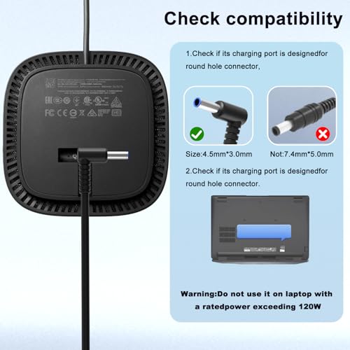 120W Charger Compatible with HP USB-C Dock G5 USB-C/A Universal Dockingstation G2 5TW13AA G5 5TW10UT 5TW10AA 5TW10AA#ABB 5TW10UT#ABA Envy 15 17 Series Omen 15-5000 15-5100 15-5200 7 10415 -001 L41856