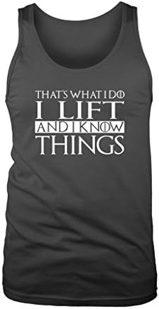 LOGOPOP Men's I Lift and I Know Things Tank Top, L, Charcoal