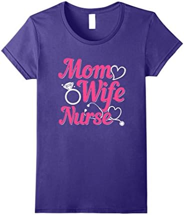 Women's Mom Wife Nurse T-Shirt Large Purple