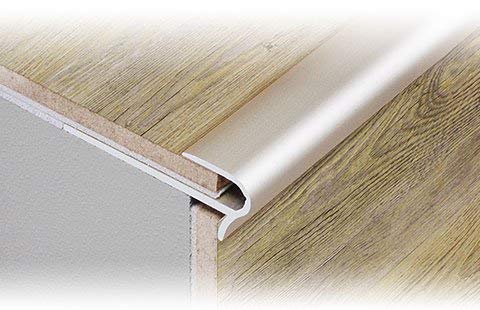Dural Stepfloor Anodised Silver Effect Screw Down Stair Nosing Profile 0.9m;Aluminium for 14 – 16 mm Thick Flooring Code; STFAE1400-90cm