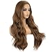 K'ryssma Golden Brown Lace Front Wigs Wavy Glueless Half Hand Tied Natural Looking Long Synthetic Wig for Women Heat Resistant 22 inches