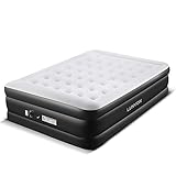 Lunvon Queen Air Mattress Guest Durable Inflatable Airbed Blow Up Elevated Raised Air Bed with Built-in Electric Air Pump, Storage Bad and Repair Patches Included, Height 18.5 inche, 2-Year Warranty