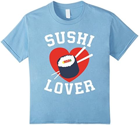 Kids Sushi Lover Heart Roll Chopsticks Foodie Lover Gift T-Shirt 12 Baby Blue
