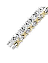 Pulsera de terapia magnética de acero inoxidable de titanio para mujer, color dorado y plateado