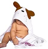 Baby Hooded Bath Towel – Cute Brown Puppy Dog Animal Design – Organic Cotton Material