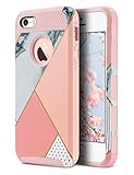 iPhone 5S Case, iPhone 5 Case,iPhone SE Case, ULAK Slim Fit Protection Case Hybrid Scratch Resistant Hard Back Cover Shock Absorbent TPU Bumper Protective Case (Pink Marble)