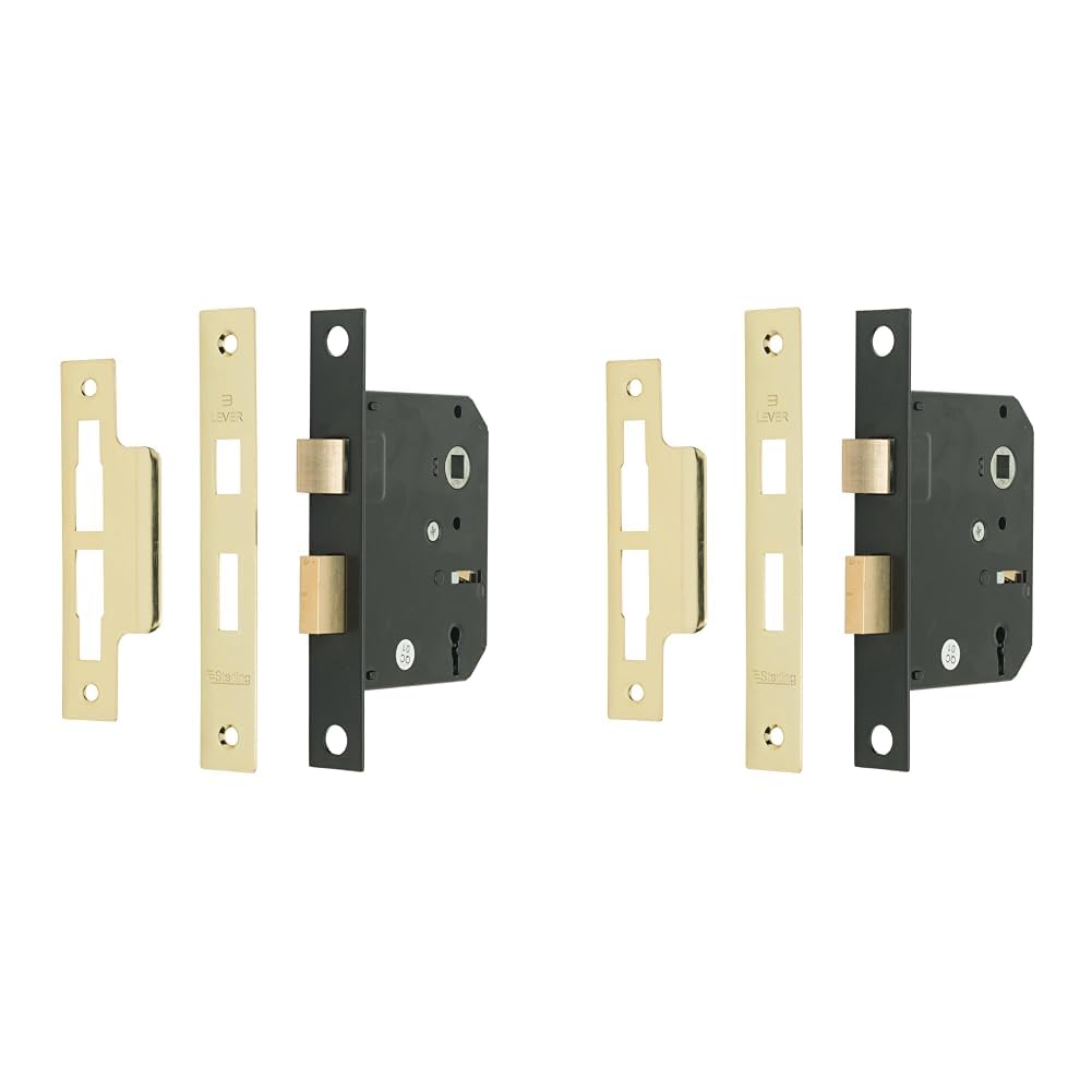 Sterling MLS330 3-inch/76mm 3-Lever Sashlock - Brass (Pack of 2)