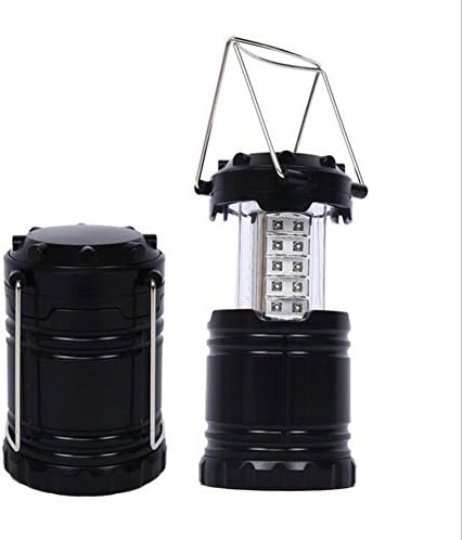 Portable Outdoor LED Camping Lantern Compact Gifts for Emergency, Survival, Hurricane, Power Outage(Black, Collapsible)