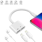 Excellenter Compatible Adapter & Splitter Replacement for iPh 7/7 Plus / 8/8 Plus/X, Headphone 8 Pin Jack Aux Audio & Charging & Calling & Sync Cable Connector Earphone Charger