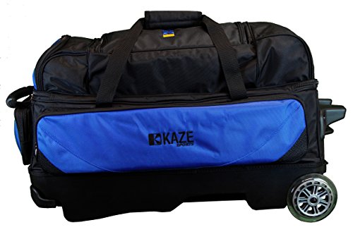 KAZE SPORTS 3 Ball Bowling Roller with Color Match Add On Spare Tote and Accessories Pack (Blue)