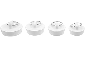 Angoily 4pcs Rubber Drain Stoppers Set with Rings, 1" to 1 3/8" Sink and Bathtub Plug Replacement