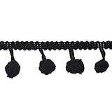Expo International 3/4-Inch Pom Fringe Trim Embellishment, 20-Yard, Black
