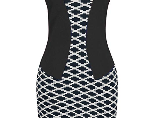 Birdfly Office Women's Plaid Patchwork Pencil Skirts Formal Working Dress with Three Quarter Sleeve Plus Size 2L 3L Black(93) Shortsleeve,2XL ...