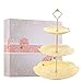 3-Tier Ceramic Cupcake Stand - Elegant Embossed Porcelain Dessert Display Cake Stand - Colorful & Diverse for Baby Shower, Birthday, Wedding, Tea Party (Canary Yellow)