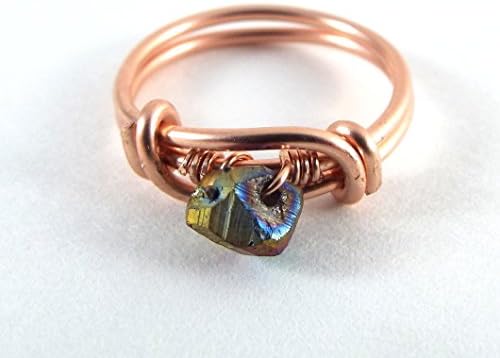 Raw Peacock Druzy SIZE 10 Wire Wrapped Ring Rose Gold