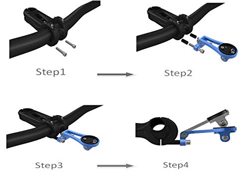 wileosix Bike Stem Mount,Out Front Bicycle Computer Combo Mount for Garmin Edge Gopro 130 200 500 510 520 800 810 820 1000 1030 Touring,4color,Blue
