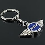 Mini Cooper 3D Metal Logo Car Key Chain Ring Marked Model Keychain (Blue)