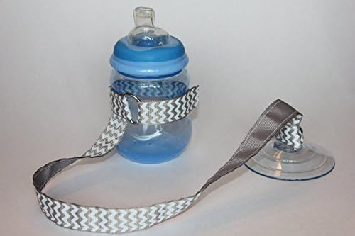 Gray Chevron Suction Sippy Strap Sippy Cup Leash Sippy Strap Sippy Cup Strap Suction Cup Bottle Tether Sippy Cup Strap Suction Sippy Strap Baby Gift