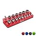 Olsa Tools Magnetic Socket Organizer | 1/2-inch Drive | SAE | RED | Holds 16 Sockets | Professional Quality Tools Organizer