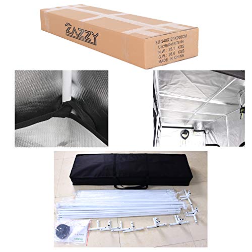 Zazzy 96"X48 X78 Plant Growing Tents 600D Mylar Hydroponic Indoor Grow Tent