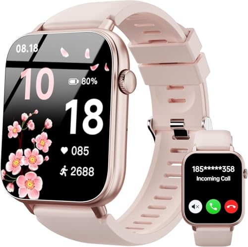 OUKITEL Smartwatch für Damen, Rosa, 1,83 Zoll HD, Smartwatch mit Bluetooth-Anrufen, 100+ Sport, Herzfrequenzmesser, SpO2, IP68, Musik-/Foto-Steuerung, Benachrichtigungen, Fitness-Tracker für Android