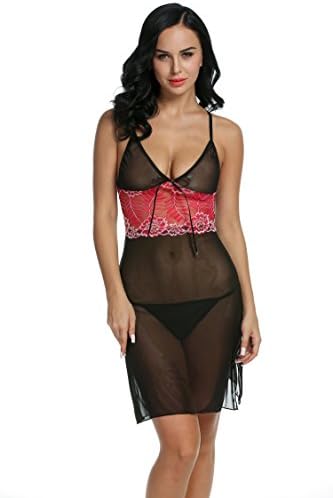 KISSGALS Womens Sexy Lingerie Set Lace Mesh Babydolls