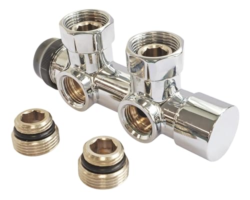 SOMATHERM FOR YOU, 601521502, Wall Chrome Thermostatic Distributor for Two-Pipe Installation MF1/2 (15x21), mounting by Simply screwing on, Hood Replaceable with Thermostat Head
