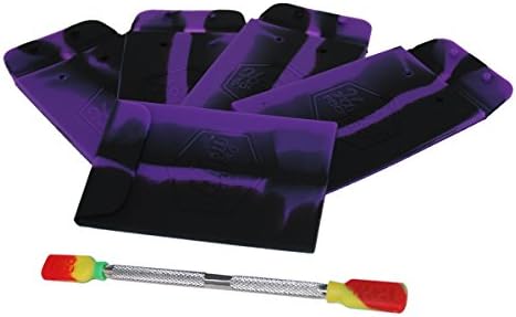 5 Purple &amp; Black Non-stick Medical Grade Platinum Cured Silicone Honey Pockets + 4" Kitchen Carving Tool Rasta Silicone Tips