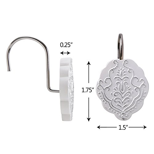 Creative Scents White Shower Curtain Hooks Rust Proof Set of 12