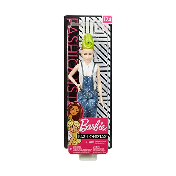 Barbie Fashionistas Puppe im Latzhosenoutfit mit grüner Haarsträhne – Bild 7