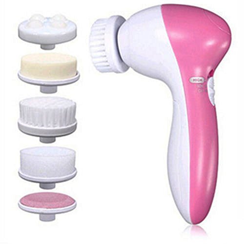Enshey 5-in-1 Electric Facial Cleansing Brush Facial Massager Natural Face Cleanser Advanced Cleansing System Multi-Function Portable Facial Skin Care Electric Massager/Scrubber with 5 Brush Heads