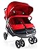 Joovy ScooterX2 Double Stroller Featuring Dual Snack Trays, One-Handed Fold, Multi-Position Reclining Seats, Adjustable Leg Rests, and 2 Zippered Pockets for Storage, Red