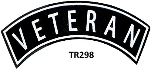 Veteran White on Black Top Rocker Patch for Motorcycle Jacket Vest
