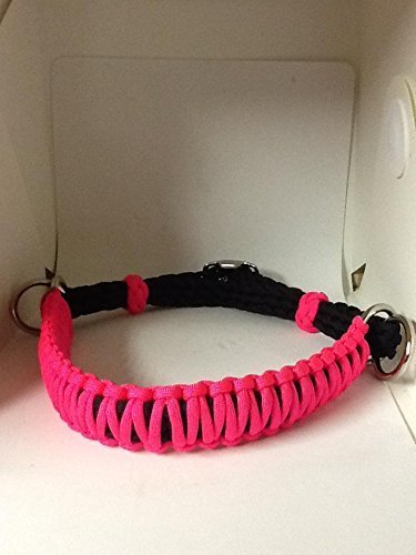 side pull hacakamore with a whoa bitless bridle attachment hot pink and black