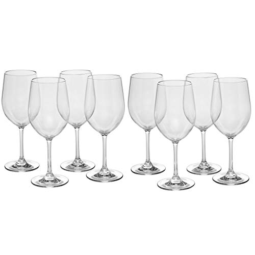 Unbreakable Stemmed Wine Glasses (Set of 8, 12oz ea) Reusable Shatterproof Sangria and Wine