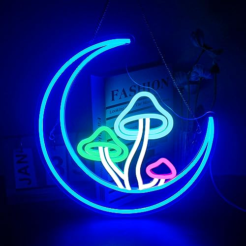 DREAMFORT Moon Mushroom Neon Sign Moon Neon Signs