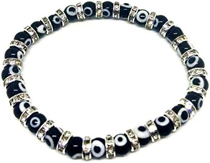 Physn Fashion Women's Charm Bracelets Popular Girls Bangles Evil Eye Mini Strand Beads Bracelets (Black)