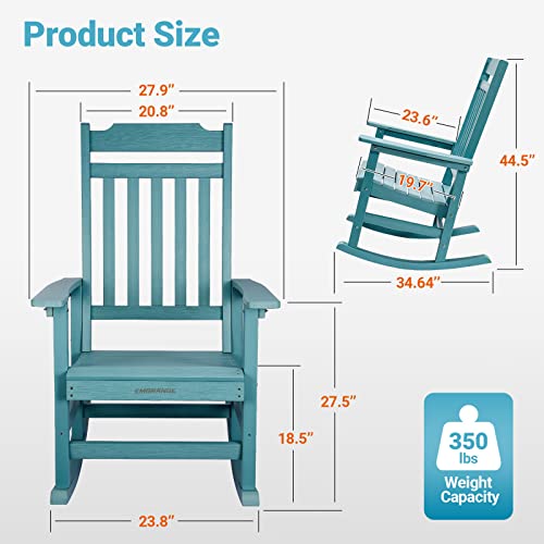 EMBRANGE Outdoor Oversized Rocking Chair with Tilting High Backrest