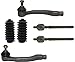 PartsW - 6 Pc Inner & Outer Tie Rod Ends + Rack and Pinion Bellow Boots Steering Kit