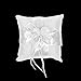 Kloud City 5.5x5.5 Inches Wedding Ceremony Ring Cushion Bearer Faux Pearl Satin Ribbon Party Ring Pillow