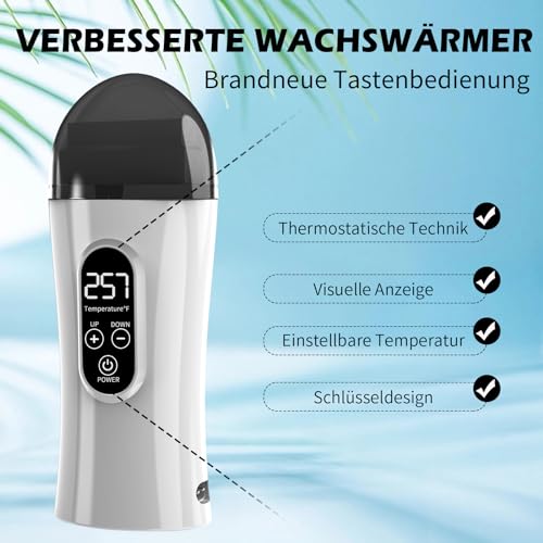Digital Roll on Wax Kit, Demine Wax Roller Kit for Hair Removal, Waxing Kit for Women, At Home Wax Kit for Larger Areas of the Body, Great Gift for Women, Suitable for Beginners