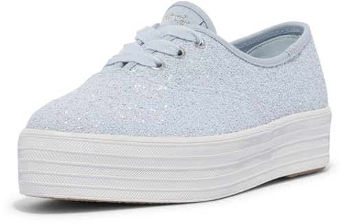 Keds Womens Point Lace Up Sneaker, Blue Glitter Celebrations, 8.5 US