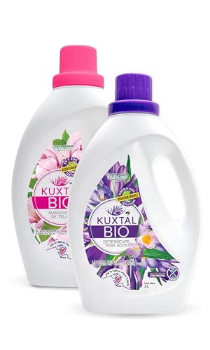 KUXTAL Detergente y Suavizante para Ropa, Hechos con Ingredientes Naturales, Limpieza Profunda y Ropa Suave, Aroma Floral y Pino, Suave con la Piel Sensible, Biodegradables Certificación OECD 301-A